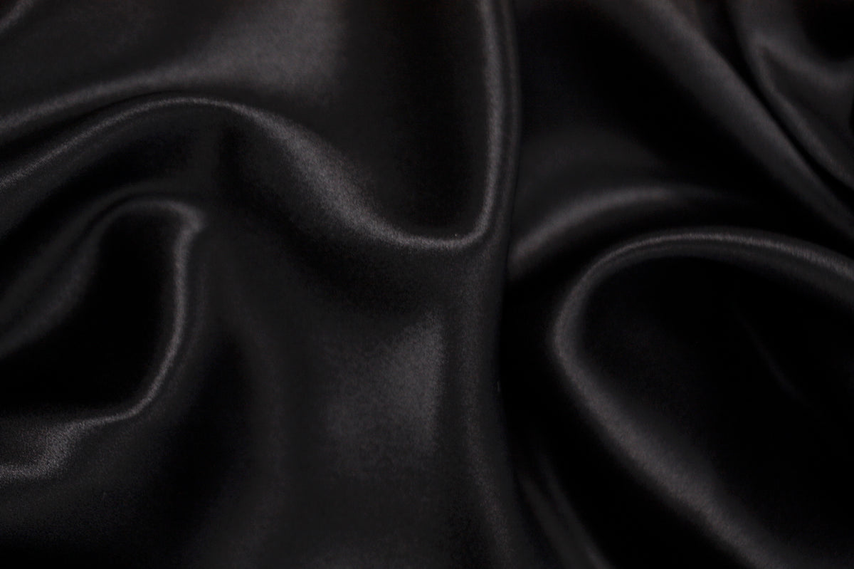 Hammered Silk Satin Black 16MM - East & Silk