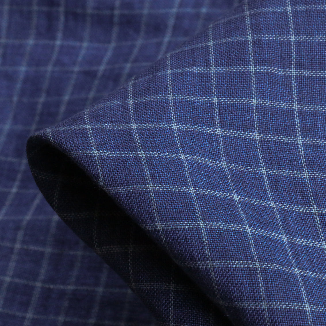 Lottie Blue/Sky Check Washed Linen