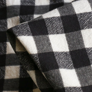 Kiyo Black/Winter White Brushed Cotton Flannel